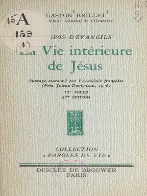 cover image of Propos d'Évangile (1). La vie intérieure de Jésus